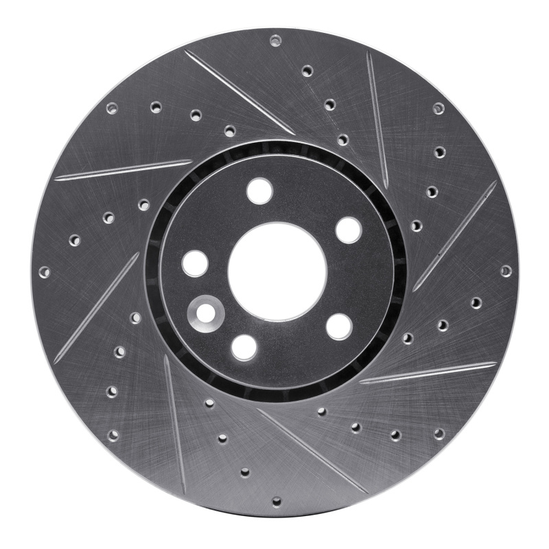 Volvo XC60 Brake Rotor (1) - Front Right - R1 Concepts - Drilled & Slotted - Silver - `10-`16